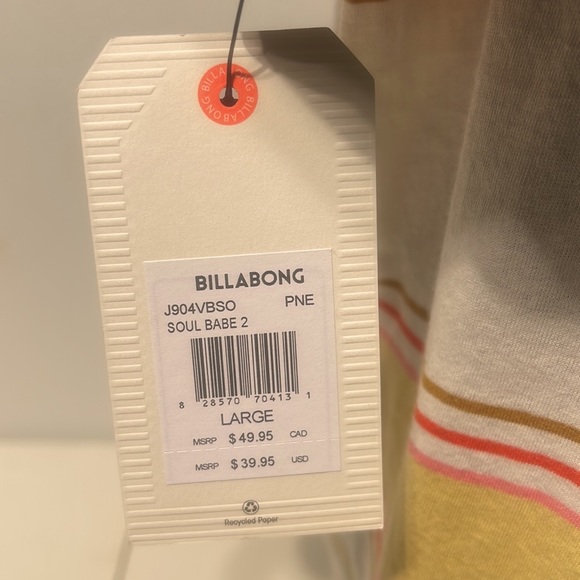 Women’s Billabong Soul Babe 2 Tee size L color Pineapple New!! - Picture 3 of 3